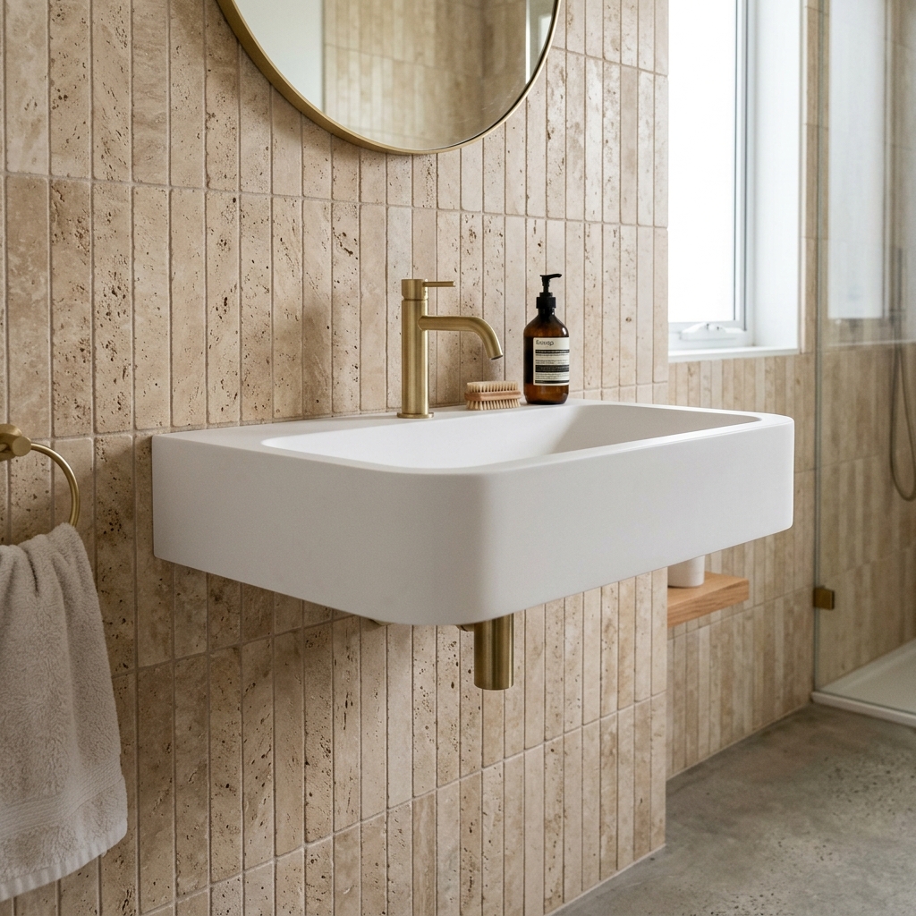 Beautiful mosaic border tiling and detailed vertical wall tiles
